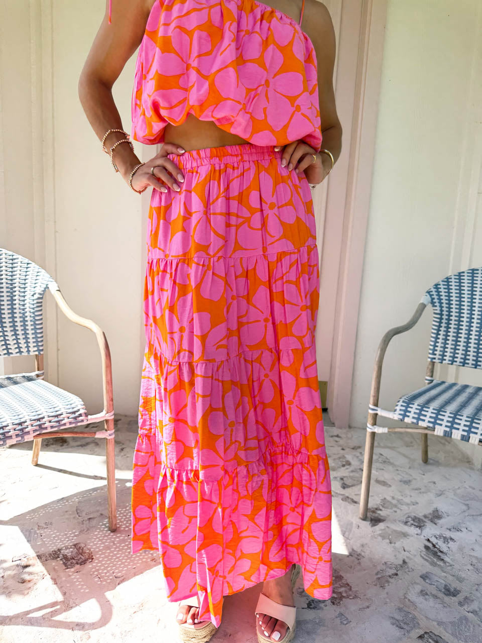 Tropical Punch Midi Skirt - Pink/Orange – The Impeccable Pig