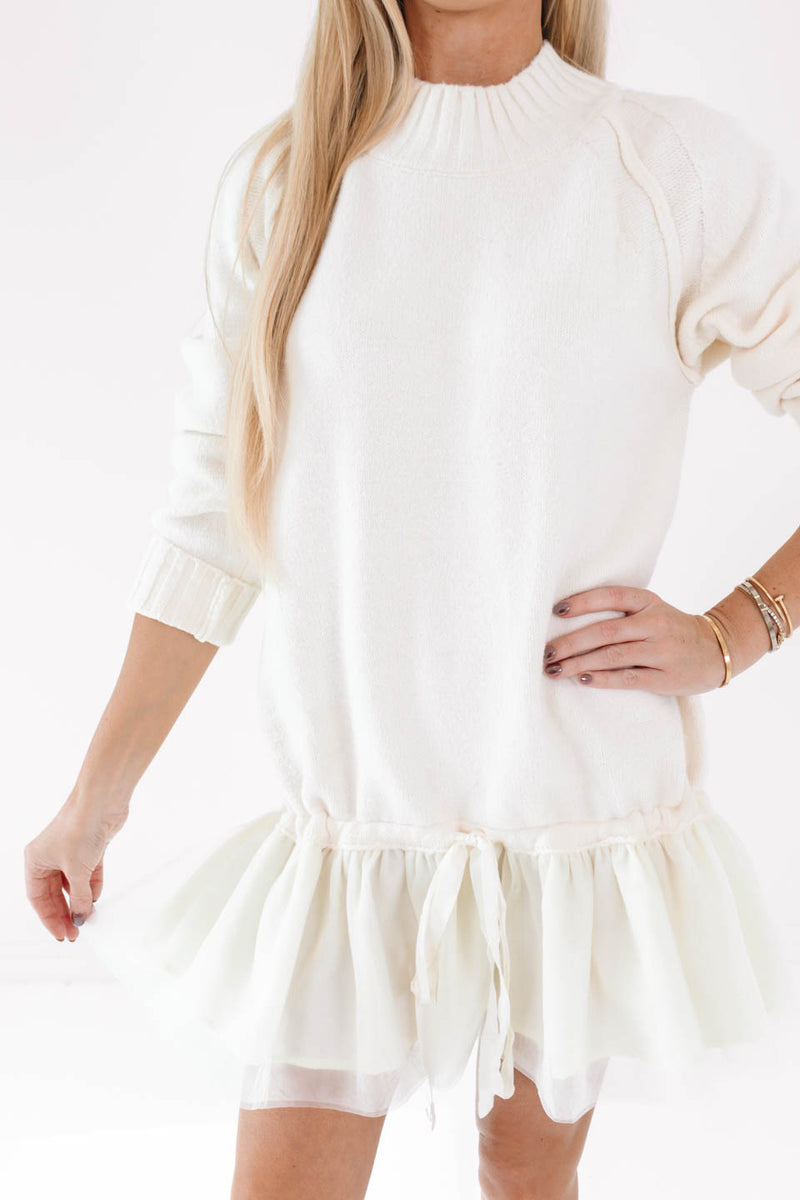 Snow Falling Sweater Dress - Cream