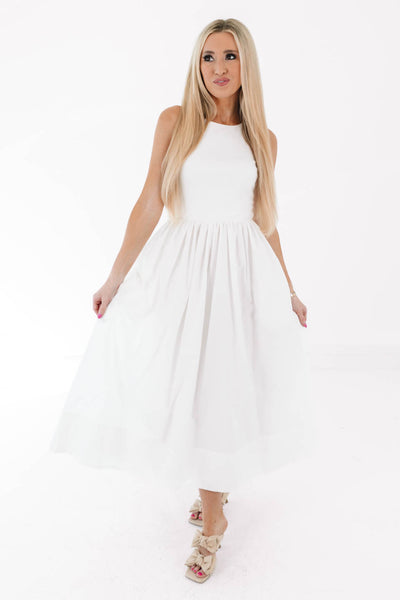 Martini Hour Midi Dress - White Small