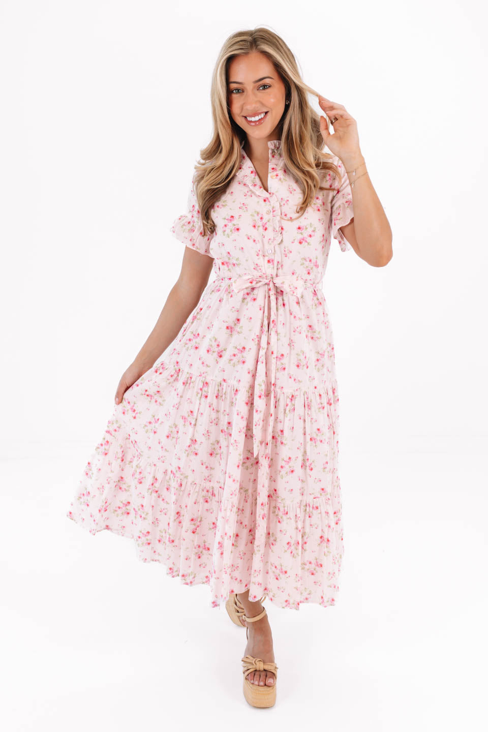midi dress button up The Ellie Button Up Midi Dress